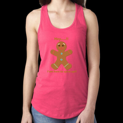 Avis funny ginger bread man- Ladies' Ideal Racerback Tank Thumbnail