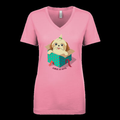 Avis cute happy puppy- Ladies' Ideal V Thumbnail