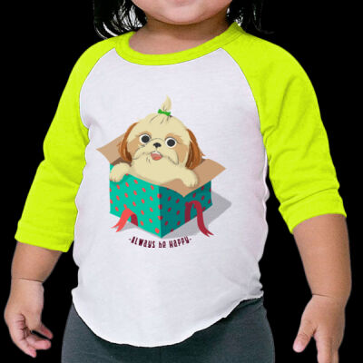 Avis cute happy puppy- Infant Poly-Cotton 3/4-Sleeve Tee Thumbnail