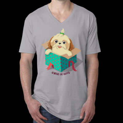 Avis cute happy puppy- Men's Cotton V Thumbnail