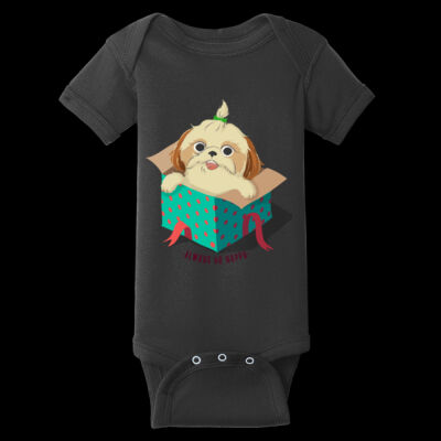 Avis cute happy puppy- Infant Short Sleeve Baby Rib Bodysuit Thumbnail