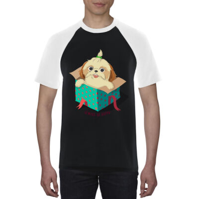 Avis cute happy puppy- Premium Cotton Raglan Tee Thumbnail