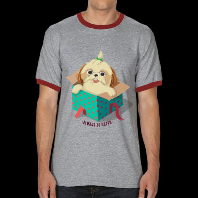 Avis cute happy puppy- Ringer Tee Thumbnail