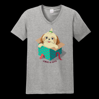 Avis cute happy puppy- Softstyle V Neck Tee Thumbnail