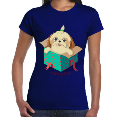 Avis cute happy puppy- Ladies Premium Cotton Tee Thumbnail