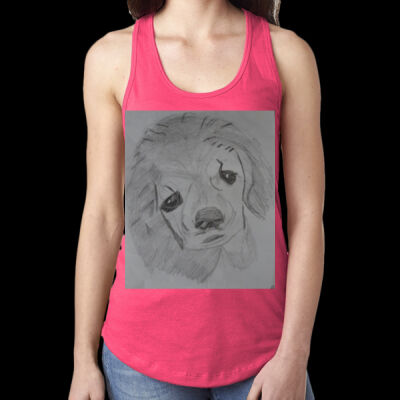 Avis puppy pencil sketch- Ladies' Ideal Racerback Tank Thumbnail