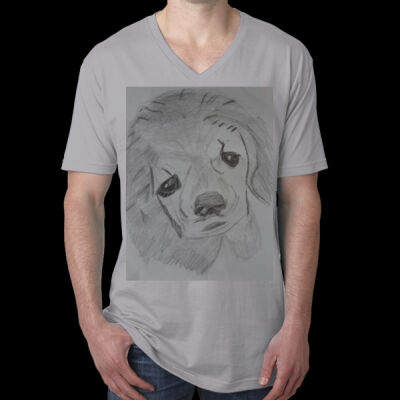 Avis puppy pencil sketch- Men's Cotton V  Thumbnail
