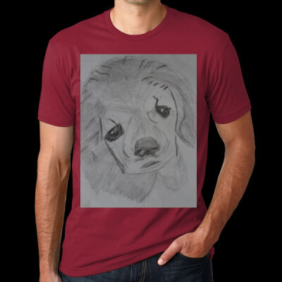 Avis puppy pencil sketch- Unisex Cotton T-Shirt Thumbnail