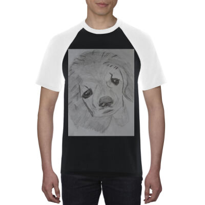 Avis puppy pencil sketch- Premium Cotton Raglan Tee Thumbnail