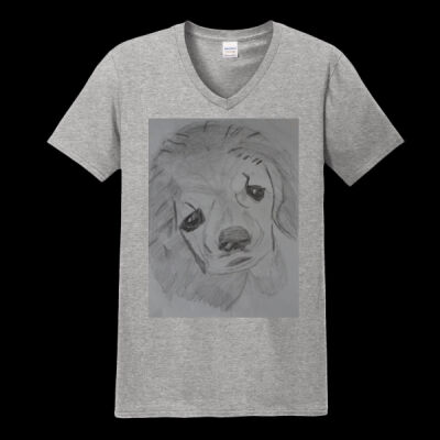 Avis puppy pencil sketch- Softstyle V Neck Tee Thumbnail