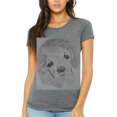 Avis puppy pencil sketch- Women's Triblend Tee Thumbnail